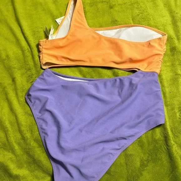 Cupshe Color Block Color Swimsuit Sz Large Coral and Lavender - Picture 4 of 5